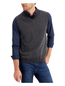 Men's Solid V-Neck Sweater Vest, Created for Macy's