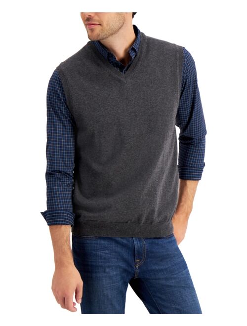 Club Room Men's Solid V-Neck Sweater Vest, Created for Macy's