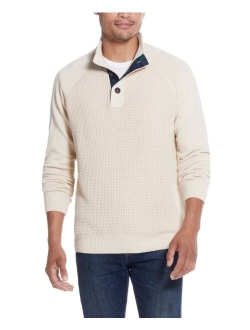 Men's Textured Button Mock Neck Sweater