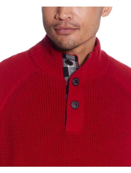 Weatherproof Vintage Men's Textured Button Mock Neck Sweater