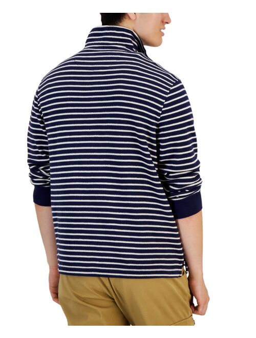 Club Room Men's Classic Fit Striped French Rib Quarter-Zip Sweater, Created for Macy's