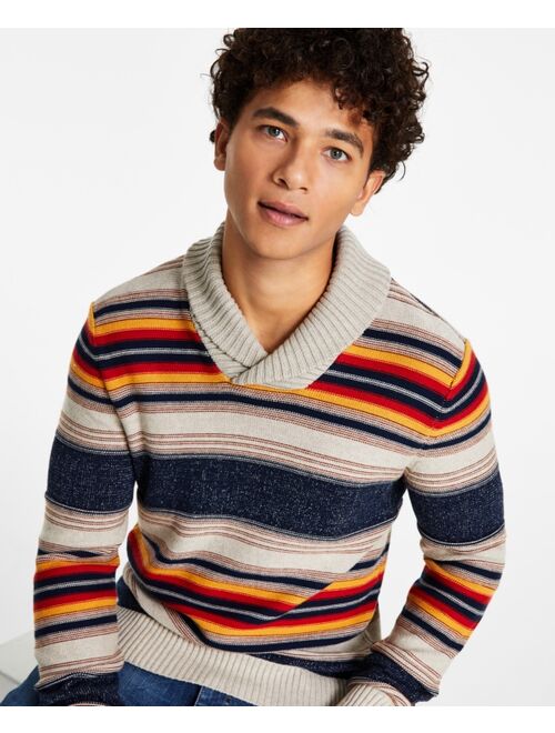Sun + Stone Men's Blanket Stripe Shawl Sweater, Created for Macy's