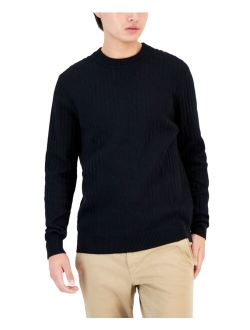 Men's Ribbed Marble Crewneck Sweater, Created for Macy's
