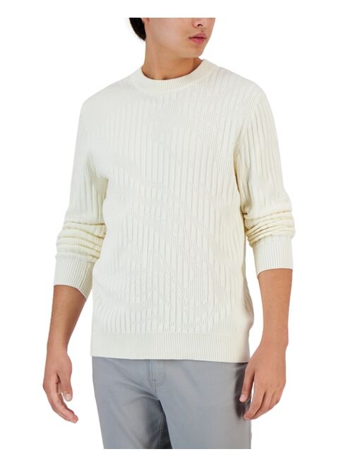 Alfani Men's Ribbed Marble Crewneck Sweater, Created for Macy's