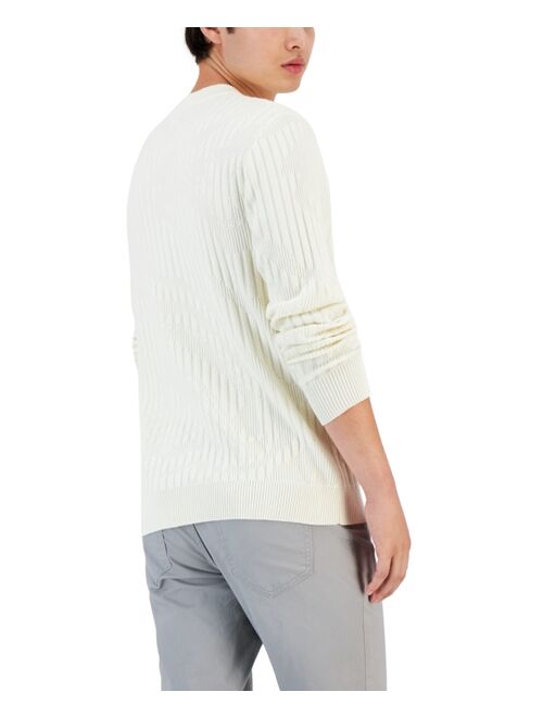 Alfani Men's Ribbed Marble Crewneck Sweater, Created for Macy's