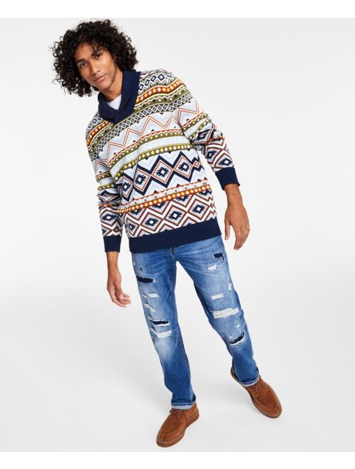 Sun + Stone Men's Braxton Jacquard Shawl-Collar Sweater, Created for Macy's