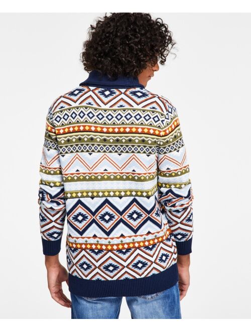 Sun + Stone Men's Braxton Jacquard Shawl-Collar Sweater, Created for Macy's