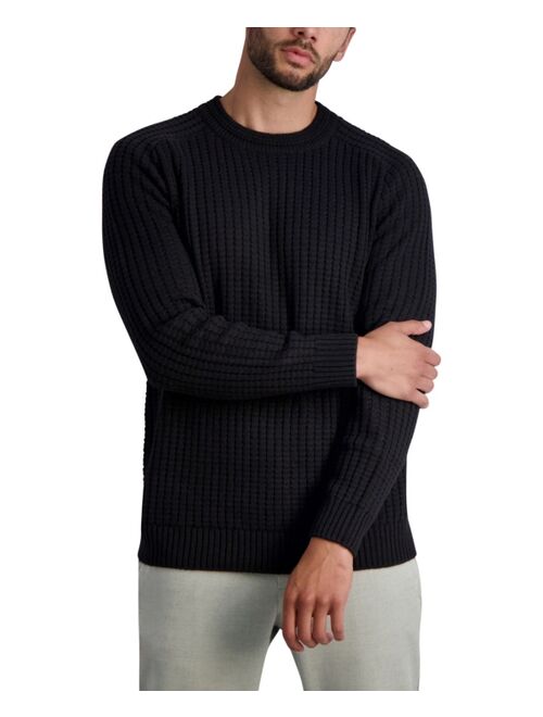 Karl Lagerfeld Paris Men's Textured Long Sleeve Crew Neck Sweater