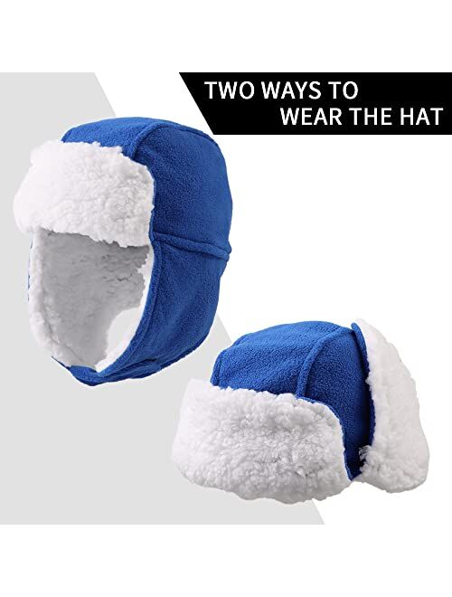 JANGANNSA Fleece Baby Boys Winter Beanie Velvet Lining Warm Kids Trapper Hat Simple Earflap Girls Hats