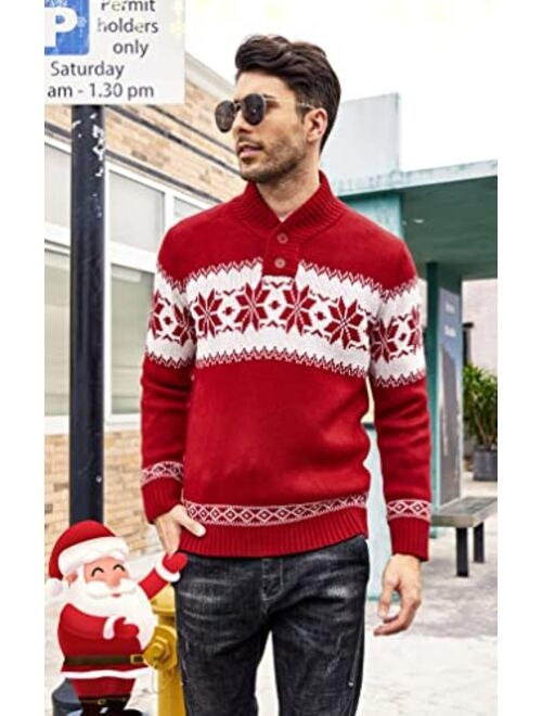 COOFANDY Men's Ugly Christmas Sweater Halloween Knitted Sweaters Casual Snowflake Pullover Knitwear