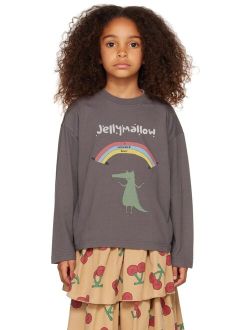 JELLYMALLOW Kids Gray Crocodile Long Sleeve T-Shirt