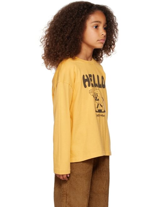 JELLYMALLOW Kids Yellow 'Hello' Long Sleeve T-Shirt