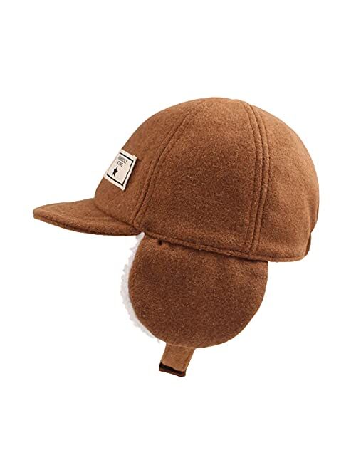 Zsedrut Winter Baby Boy Baseball Cap Toddler Warm Velvet Fleece Trapper Hat for Fall