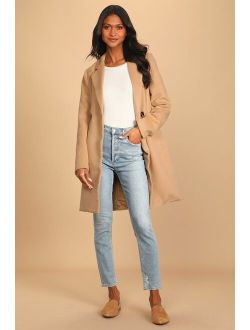 Harriet Long Double-Breasted Tan Coat