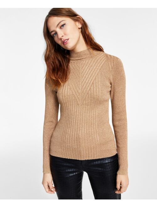 INC INTERNATIONAL CONCEPTS Women's Shine Ribbed Turtleneck Sweater, Created for Macy's