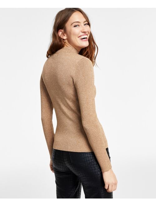 INC INTERNATIONAL CONCEPTS Women's Shine Ribbed Turtleneck Sweater, Created for Macy's