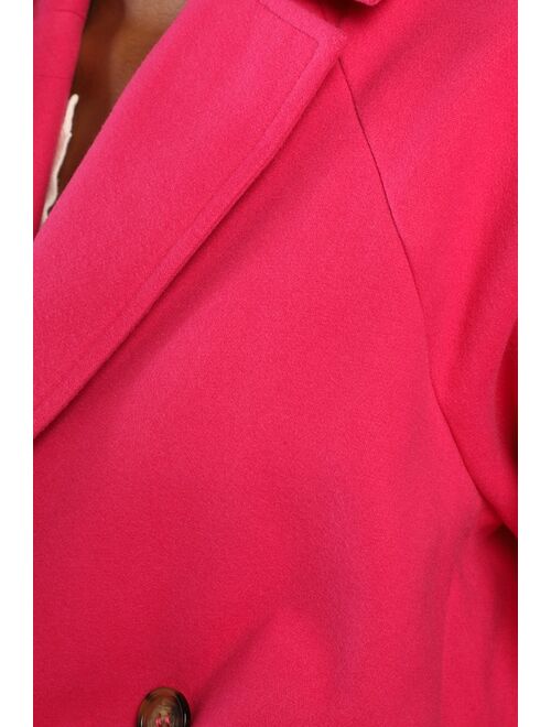 Lulus Iconic Entrance Hot Pink Double Breasted Coat