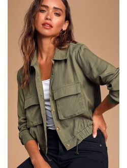 Eldora Olive Green Cropped Utility Jacket