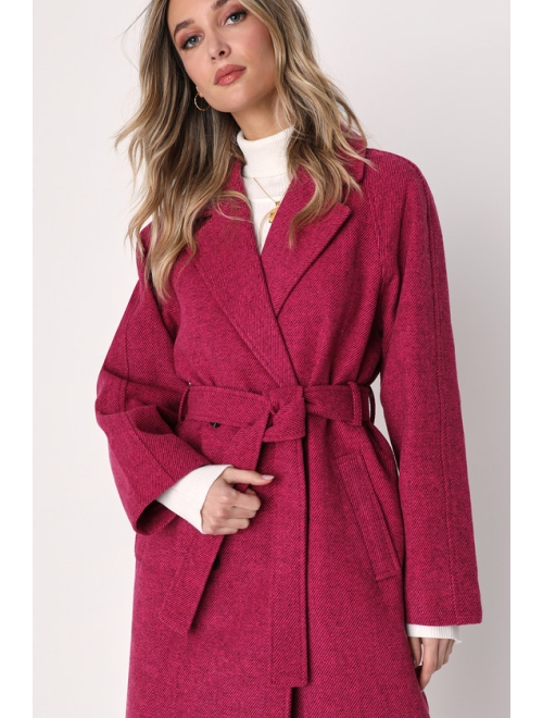 Lulus Snowy Sensation Berry Pink Double Breasted Coat