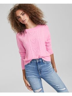 Women's 100% Cashmere Heart Sweater, Created for Macy's