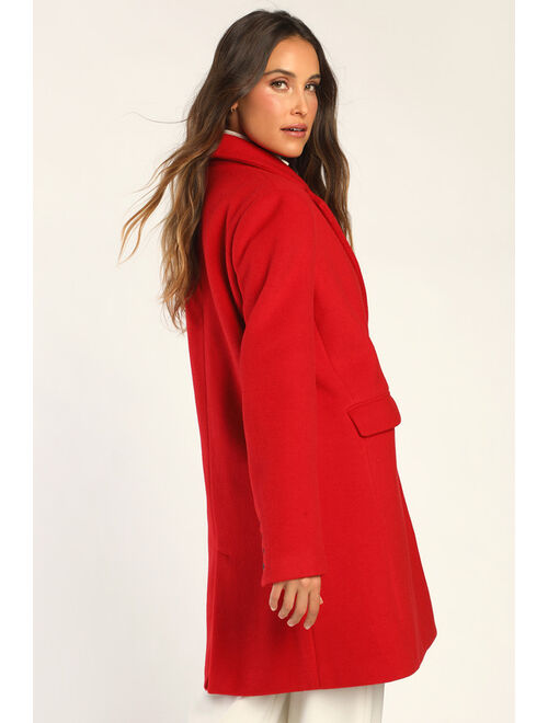 Lulus Cozy Contender Red Long Sleeve Coat