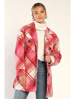 Cute Overload Pink and Red Plaid Coat