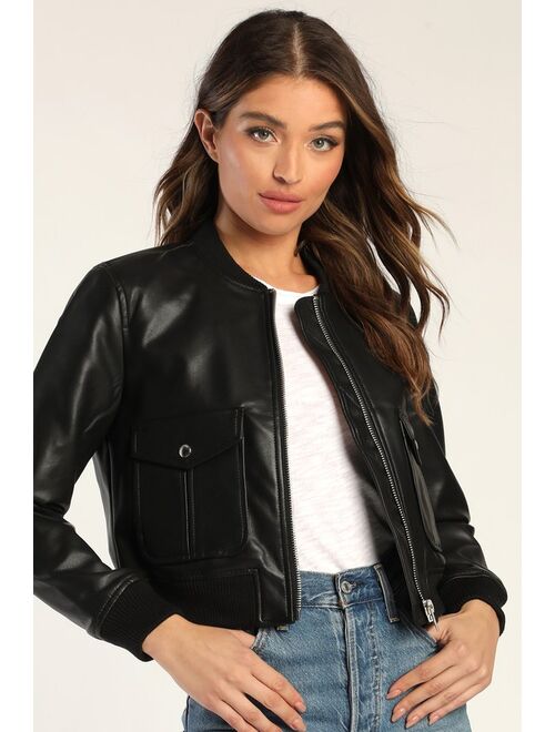 BlankNYC X Factor Black Vegan Leather Bomber Jacket