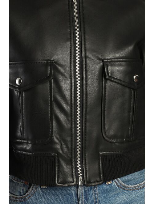 BlankNYC X Factor Black Vegan Leather Bomber Jacket