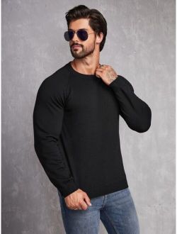 Men Solid Raglan Sleeve Sweater
