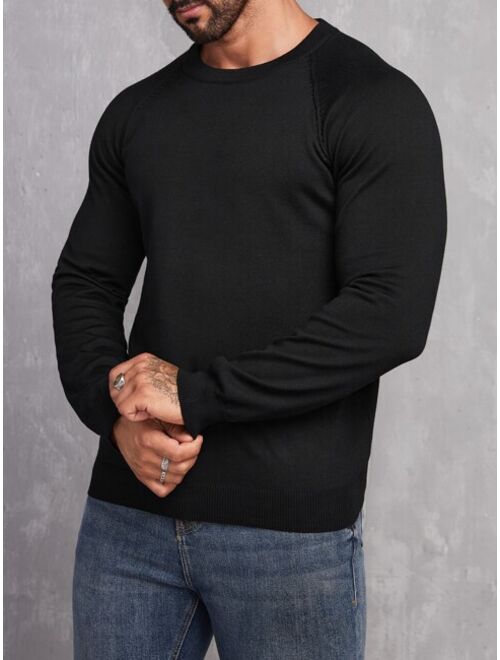 Shein Men Solid Raglan Sleeve Sweater