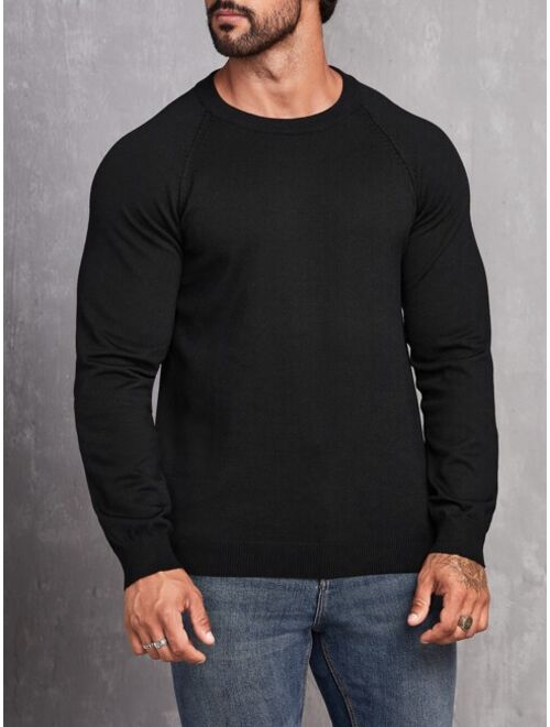 Shein Men Solid Raglan Sleeve Sweater