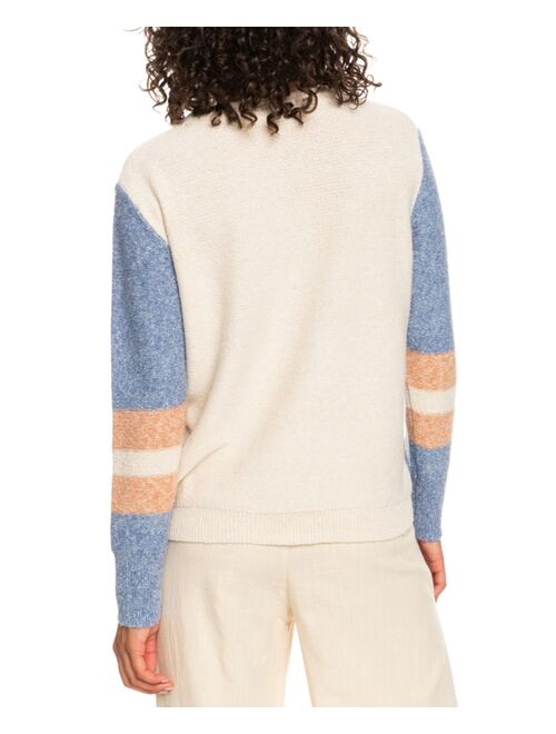 ROXY Juniors' Real Groove Striped Crewneck Sweater