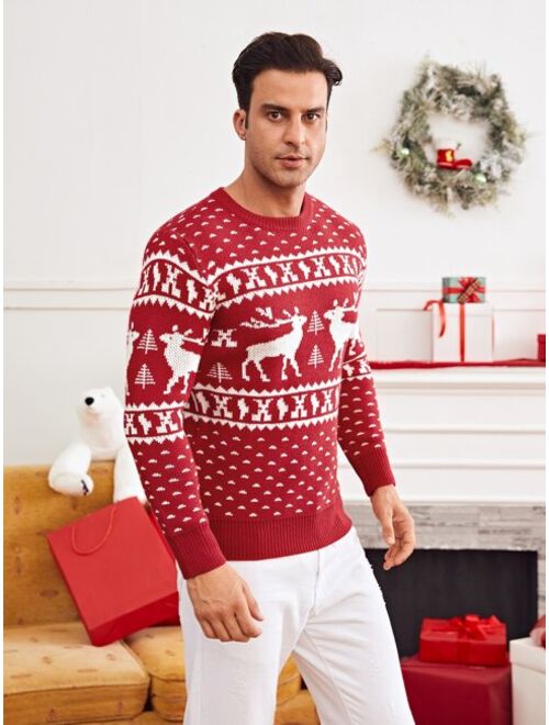 Shein Men Christmas Pattern Sweater