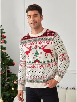 Men 1pc Christmas Pattern Sweater
