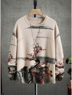 Men Landscape Pattern Sweater