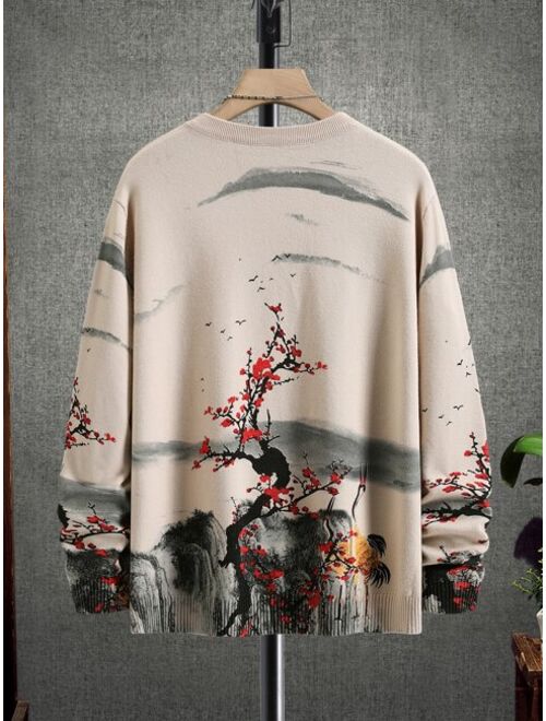 Shein Men Landscape Pattern Sweater