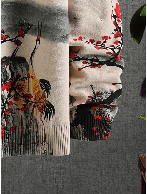 Shein Men Landscape Pattern Sweater