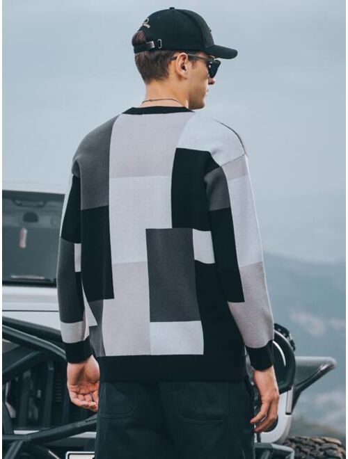 Shein Men Color Block Drop Shoulder Sweater