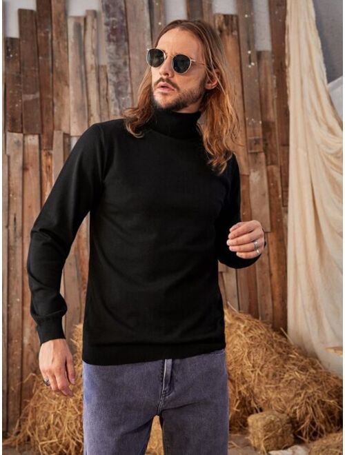 Shein Men High Neck Solid Sweater