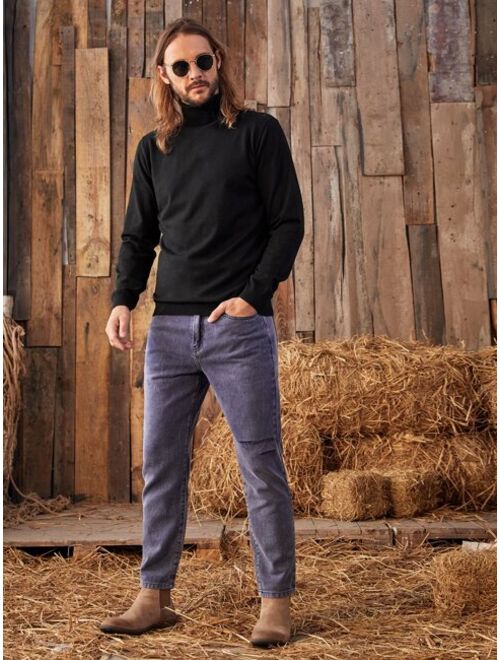 Shein Men High Neck Solid Sweater