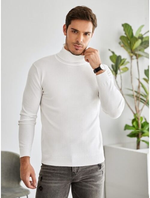 Shein Men Turtle Neck Solid Sweater