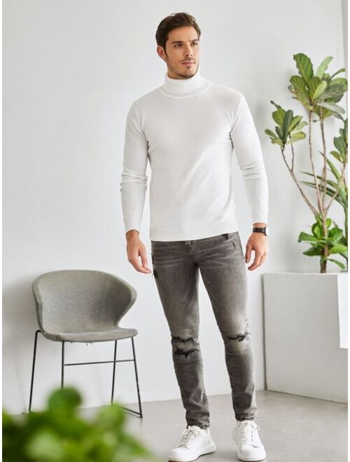 Shein Men Turtle Neck Solid Sweater