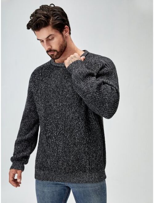 Shein Men Round Neck Marled Knit Sweater
