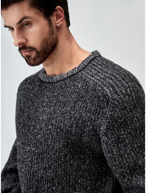 Shein Men Round Neck Marled Knit Sweater