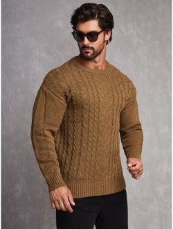 Men Cable Knit Drop Shoulder Sweater