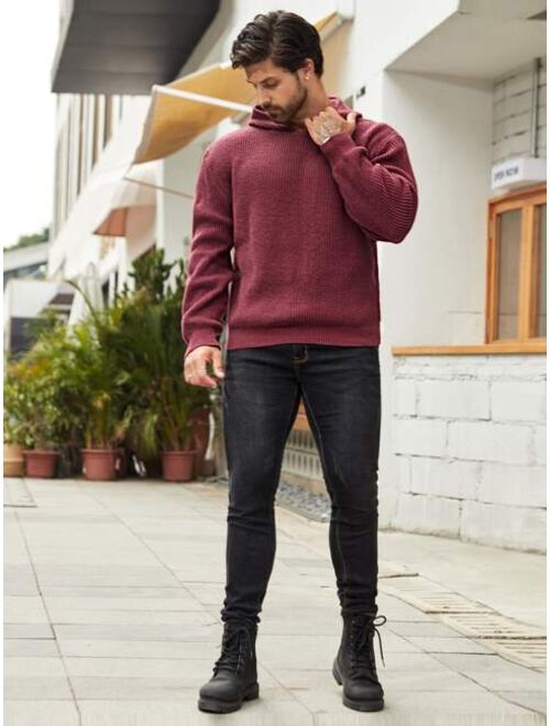 Shein Men Solid Hooded Sweater