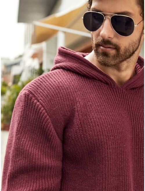 Shein Men Solid Hooded Sweater