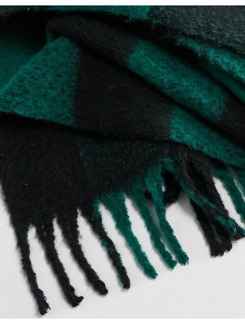 ASOS DESIGN blanket scarf in green and black check