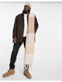 blanket scarf in pale pink stripe