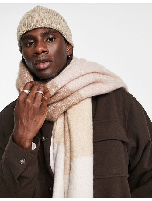 ASOS DESIGN blanket scarf in pale pink stripe